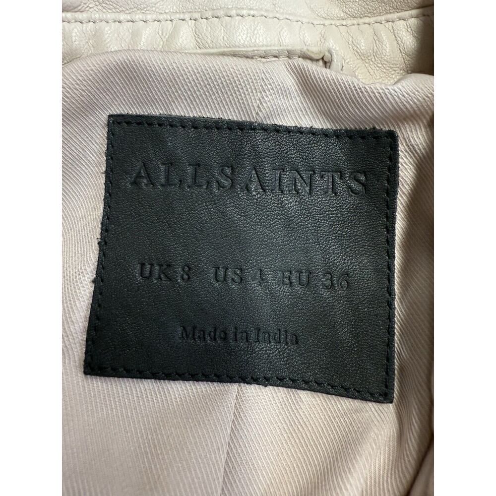 All Saints Off-White Leather Moto Jacket - Picture 11 of 13